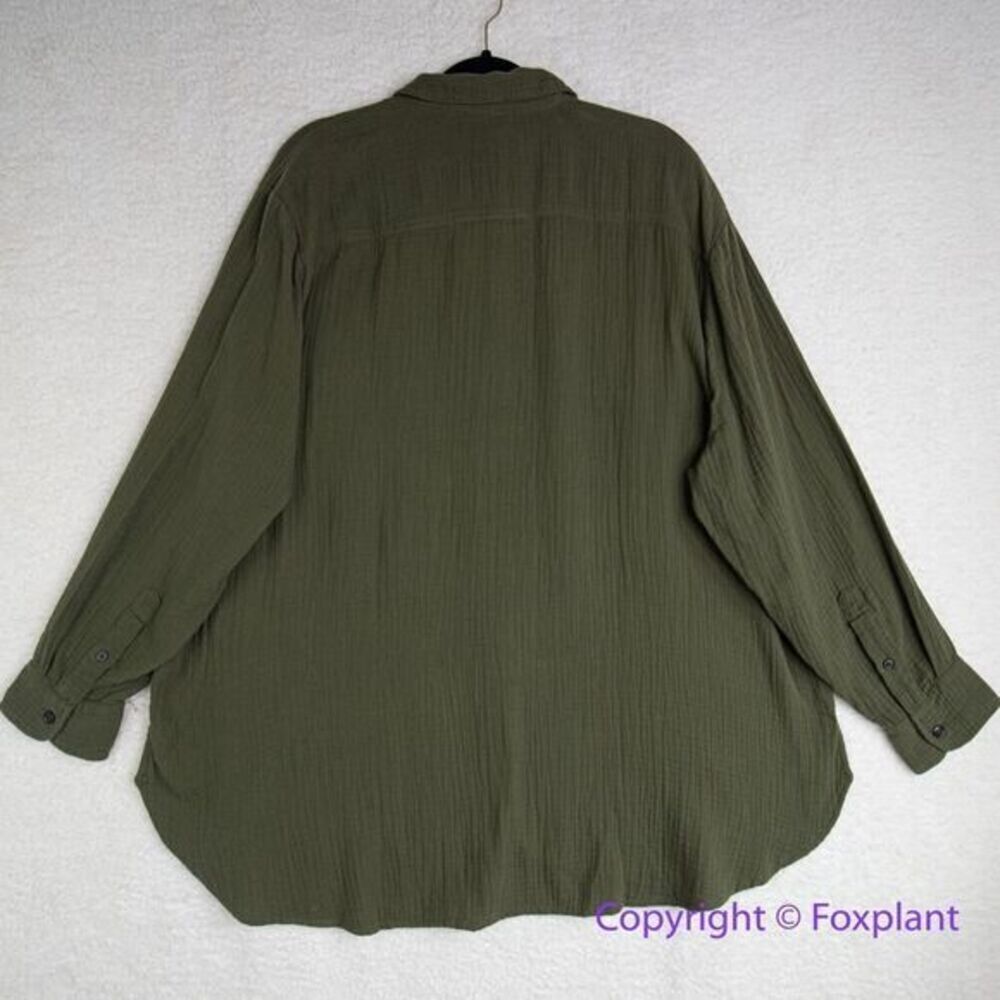 New! Madewell Lightspun Flap Pocket Oversized Ex-Boyfriend Shirt green, size 2X - Picture 8 of 16